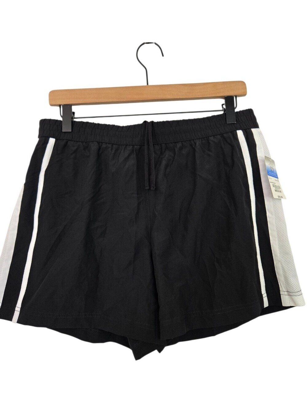 St. John's Bay Black Athletic Shorts with White Side Stripes
